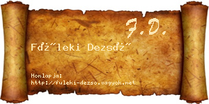 Füleki Dezső névjegykártya